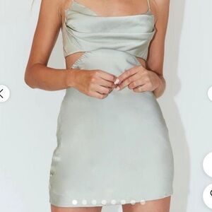 SILK SAGE GREEN PRINCESS POLLY MINI DRESS